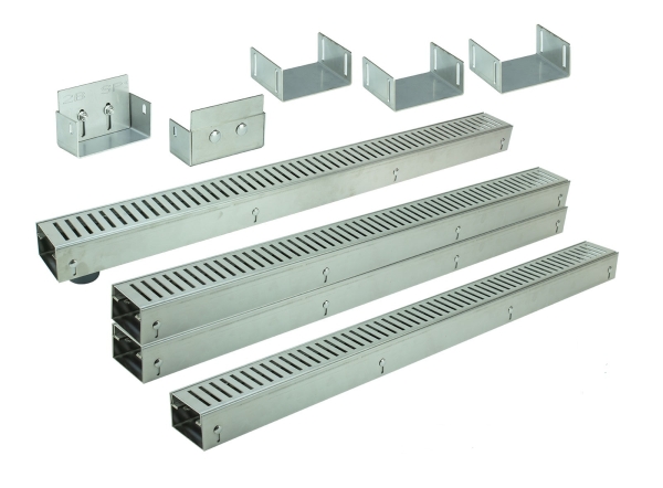 Edelstahlentwässerungsrinnen Bauhöhe 60 bis 80mm, Rost Schlitzdesign SET Typ 4